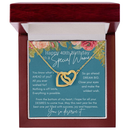 40Th Birthday Necklace For Women Gift Ideas Interlocking Hearts Necklace