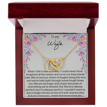To My Wife When I Fell In Love With You - Lily Interlocking Hearts Necklace