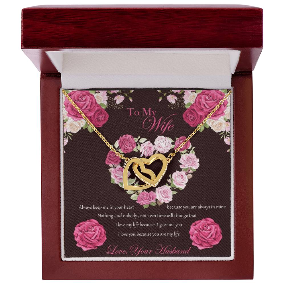 To My Wife Necklace Gift Set Interlocking Hearts Necklace