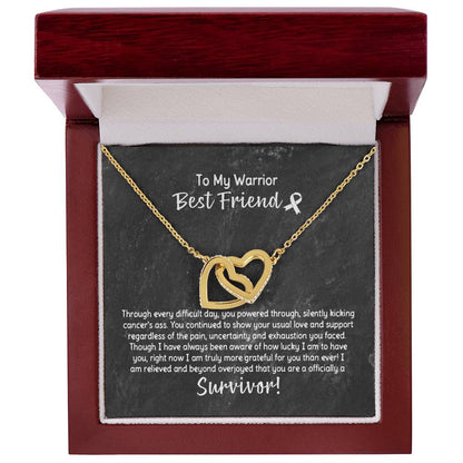 Best Friend Cancer Survivor Gift Interlocking Hearts Necklace