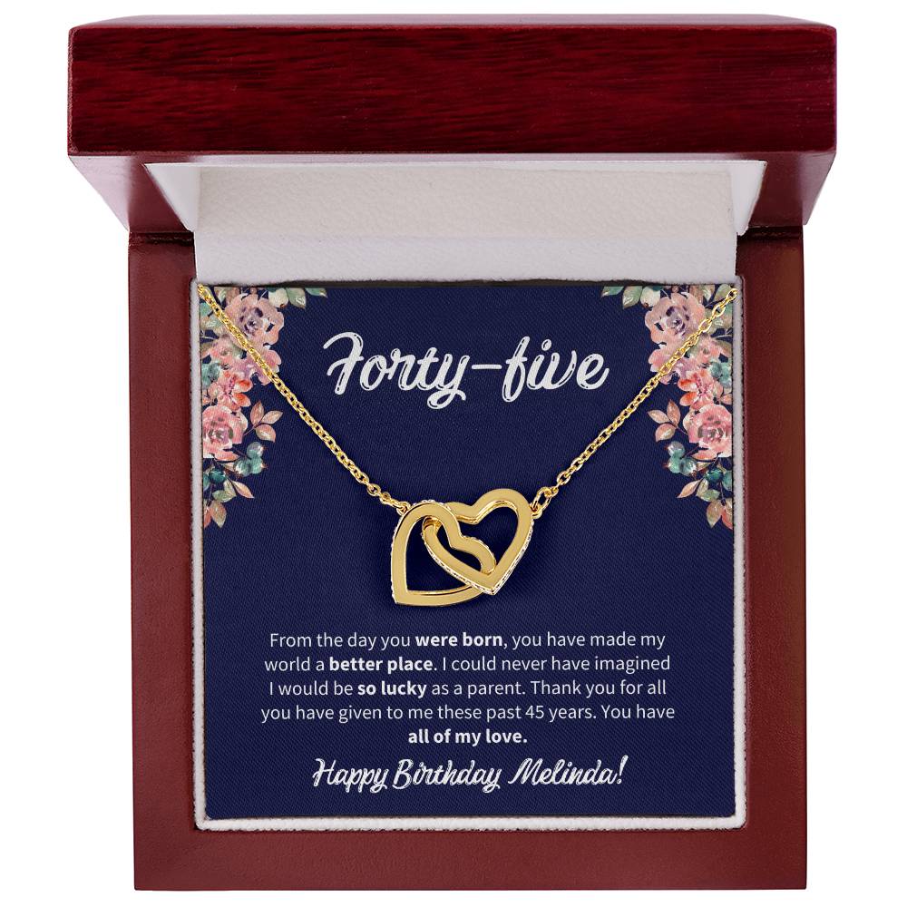 Forty-Five Birthday All Of My Love Interlocked Hearts Necklace Interlocking Hearts Necklace