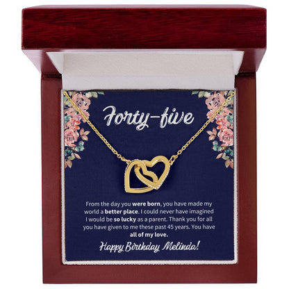 Forty-Five Birthday All Of My Love Interlocked Hearts Necklace Interlocking Hearts Necklace