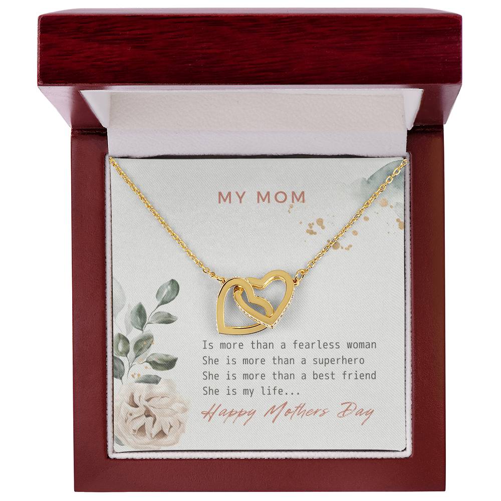 Double Heart - My Mom Is My Life Interlocking Hearts Necklace