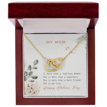 Double Heart - My Mom Is My Life Interlocking Hearts Necklace