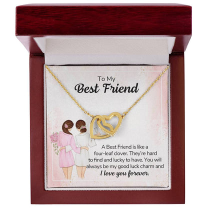 A Best Friend Is Like A Four-Leaf Clover - Necklace Interlocking Hearts Necklace
