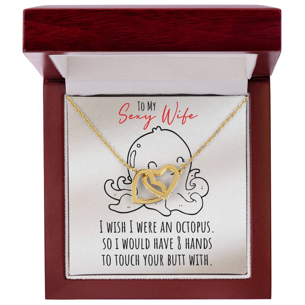 Funny Message Card With Awesome Necklace For Sexy Wife - Interlocking Heart Necklace Interlocking Hearts Necklace