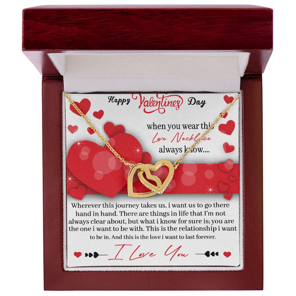 Valentines Day Love Necklace - Gift Interlocking Hearts Necklace