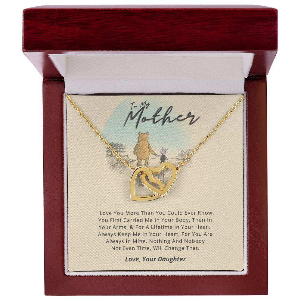 Gift For Mom From Daughter - Loved More Than You Know Necklace Gift Set Interlocking Hearts Necklace