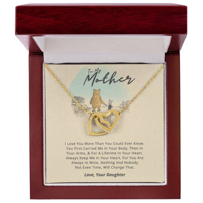 Gift For Mom From Daughter - Loved More Than You Know Necklace Gift Set Interlocking Hearts Necklace