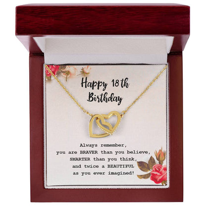 18Th Birthday Gifts For Girls 18Th Birthday Necklace 18Th Birthday Gift Girl. Gift For Sister Best Friend Daughter Niece Interlocking Hearts Necklace