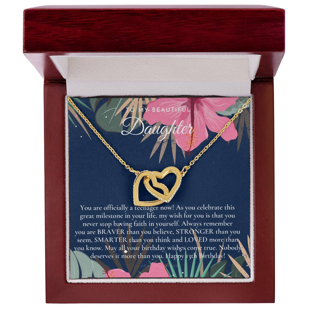 Gift For 13 Year Old Girl Gifts 13Th Birthday Girl 13Th Birthday Gift Thirteenth Birthday Necklace Teen Birthday Gift Official Teenager Interlocking Hearts Necklace
