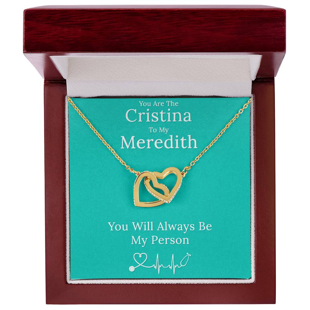 You Are The Cristina To My Meredith Necklace Interlocking Hearts Necklace
