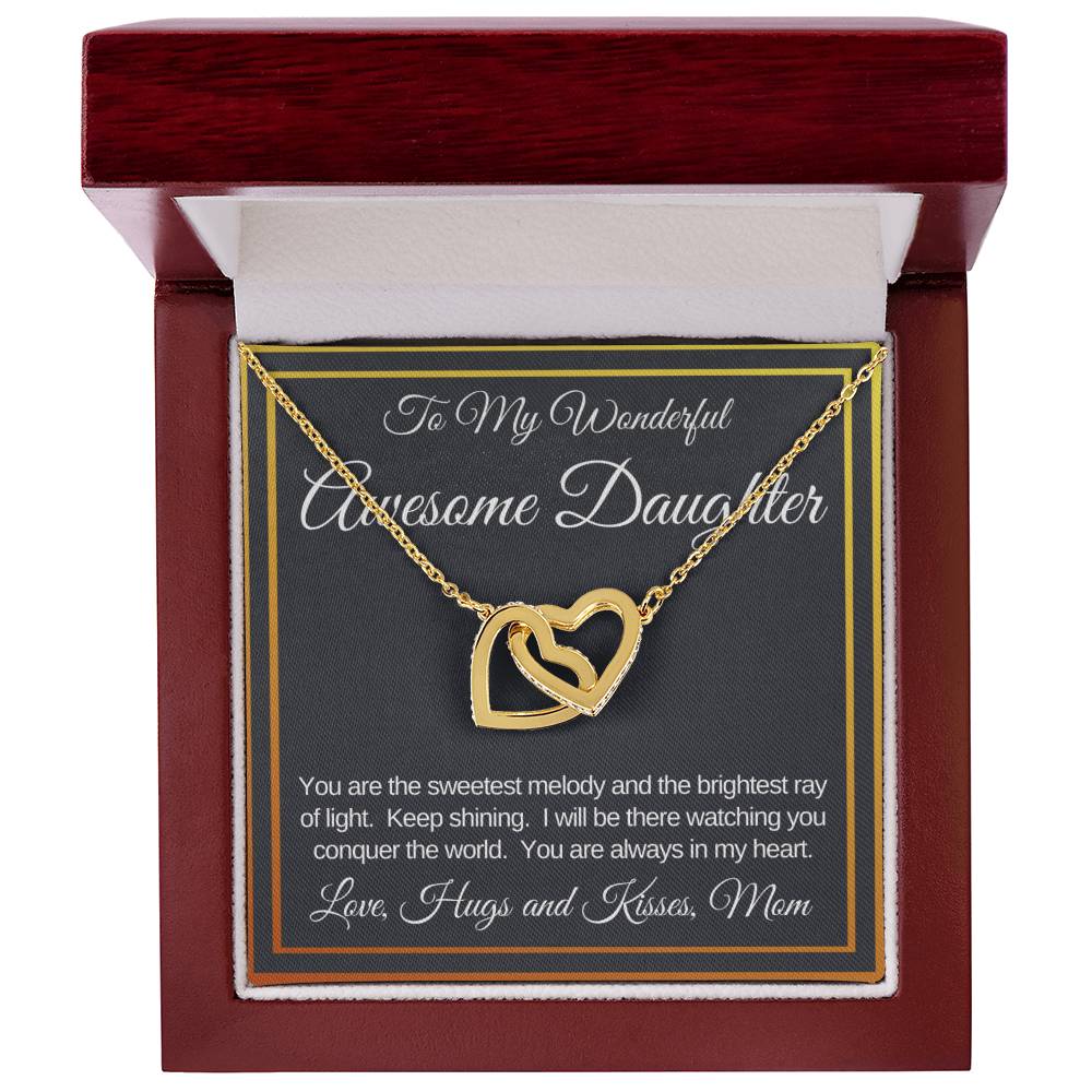 Awesome Daughter Linked Hearts Necklace Gift From Mom Interlocking Hearts Necklace
