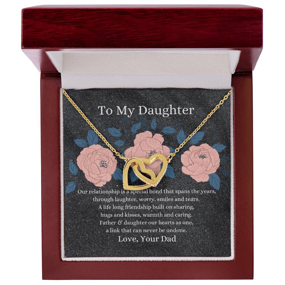 Father To Daughter Hearts As One Necklace Interlocking Hearts Necklace