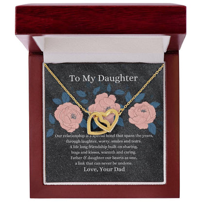 Father To Daughter Hearts As One Necklace Interlocking Hearts Necklace