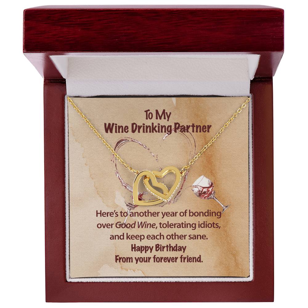 Wine Partner Necklace Interlocking Hearts Necklace
