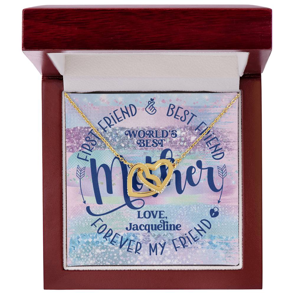 First Friend Best Friend Forever Friend World'S Best Mother Interlocking Hearts Necklace