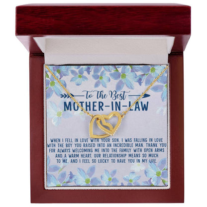 To The Best Mother-In-Law Interlocking Hearts Necklace