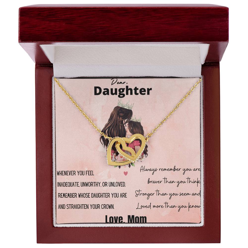Dear Daughter Straighten Your Crown Interlocking Hearts Necklace
