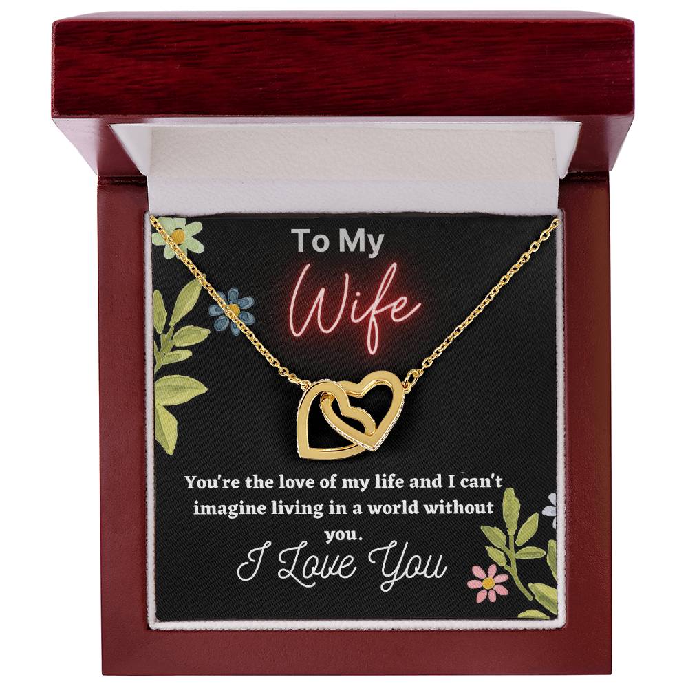 To My Wife Double Hearts Necklacegift For Wifei Love My Wife Love You Husband. Interlocking Hearts Necklace