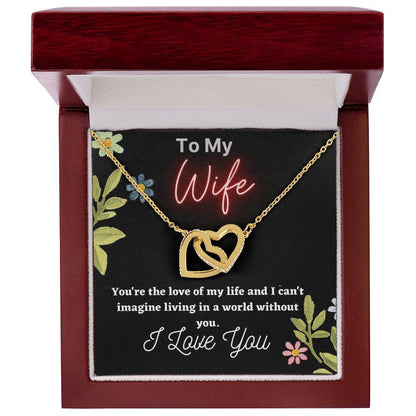 To My Wife Double Hearts Necklacegift For Wifei Love My Wife Love You Husband. Interlocking Hearts Necklace
