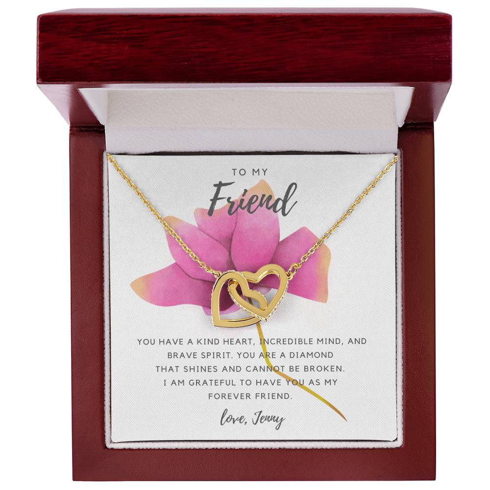 Friend Necklace - Pink Rose Interlocking Hearts Necklace