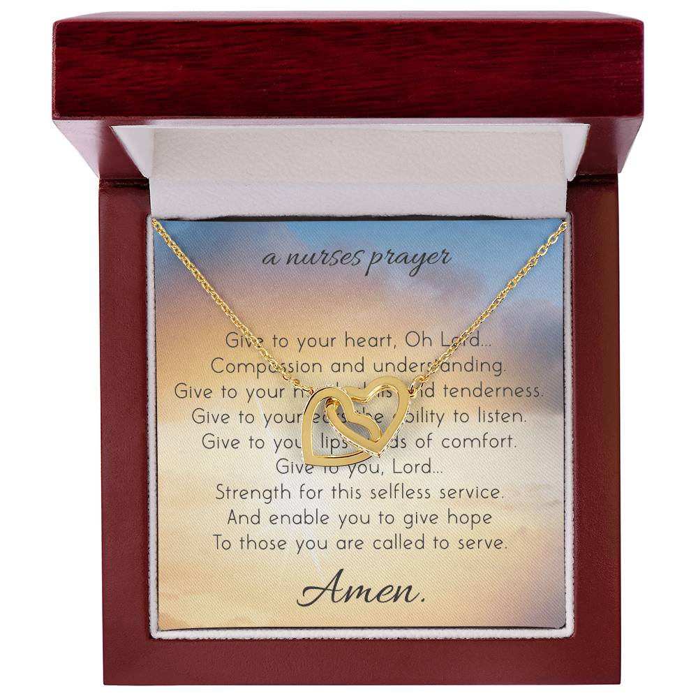 A Nurse Prayer Interlocking Hearts Necklace