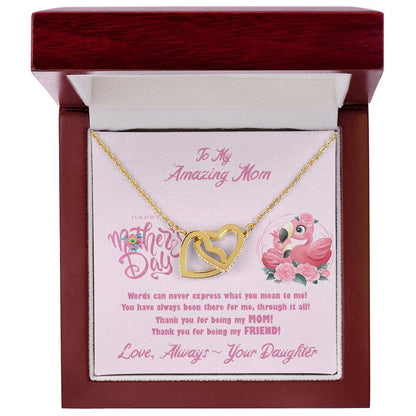 Flamingo Mom'S Day Two Hearts Necklace Interlocking Hearts Necklace