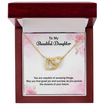 Daughter Grduation Two Hearts Interlocking Hearts Necklace