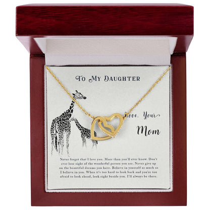 For Daughter - Never Forget That I Love You - Interlocking Hearts Necklace