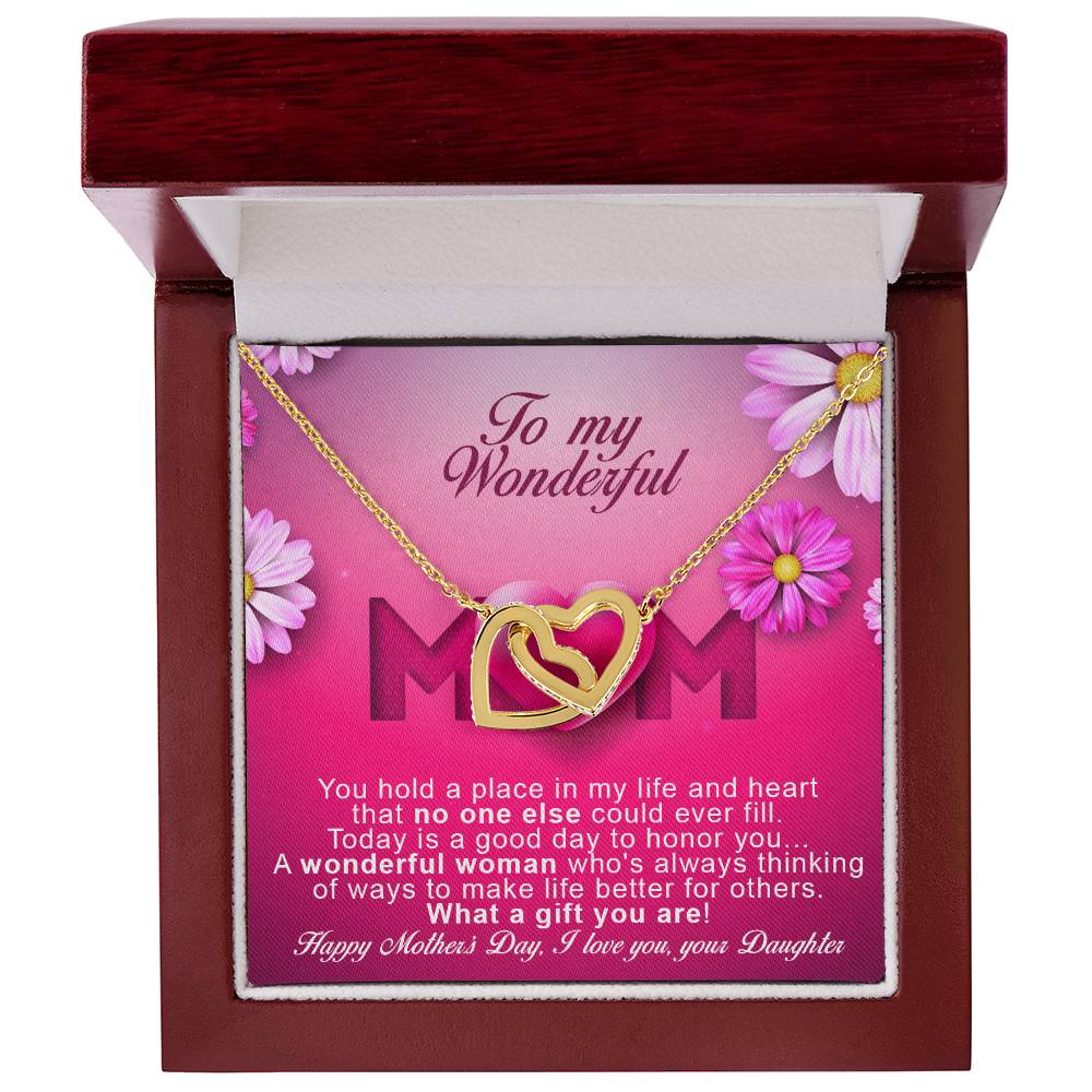 Daughters ! Perfect Mother'S Day Necklace Gift Interlocking Hearts Necklace