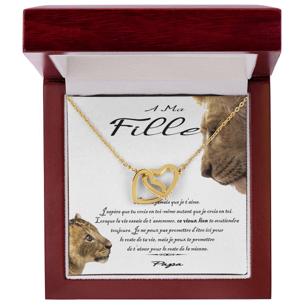 À Ma Fille - Ce Vieux Lion Te Soutiendra Toujours Interlocking Hearts Necklace