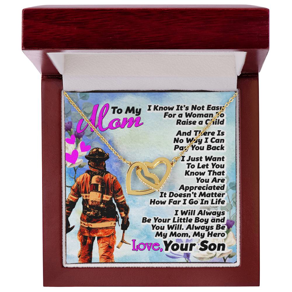 Firefighter'S Mom - Interlocking Heart Necklace Interlocking Hearts Necklace