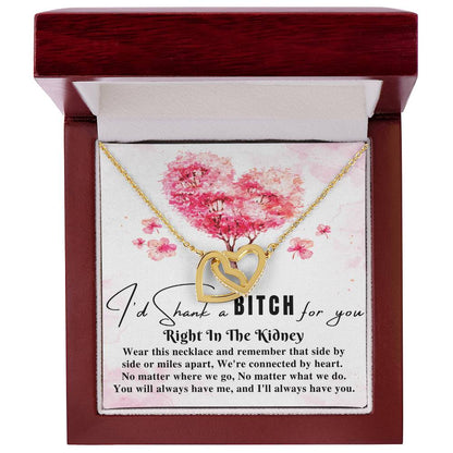 Funny Gift For Best Friend Woman I'D Shank A Bitch For You Right In The Kidney Birthday Gift For Her Necklace Gift For Sister Two Hearts Interlocking Hearts Necklace