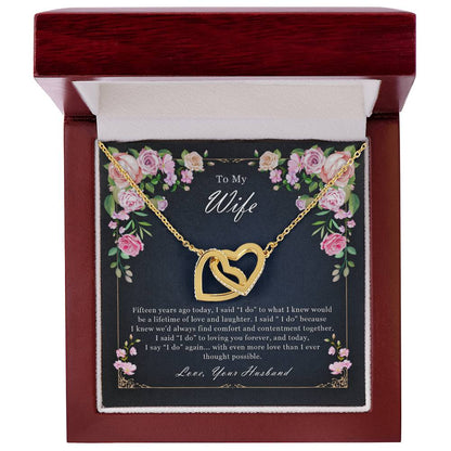 To My Wife 15Th Wedding Anniversary Interlocked Hearts Necklace Interlocking Hearts Necklace