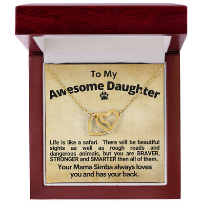 Awesome Daughter Linked Hearts Necklace Gift From Mom Interlocking Hearts Necklace