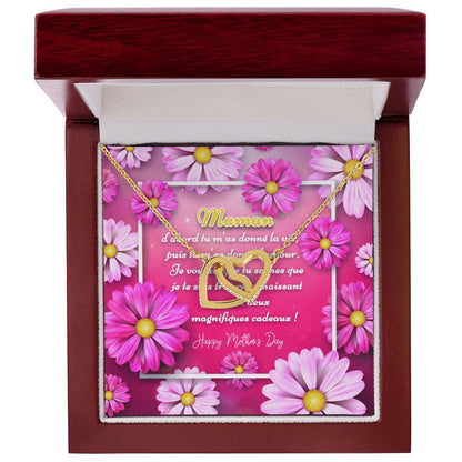 Collier Deux Cœurs Cadeau Pour Fête Des Mères Je T'Aime Maman Interlocking Hearts Necklace