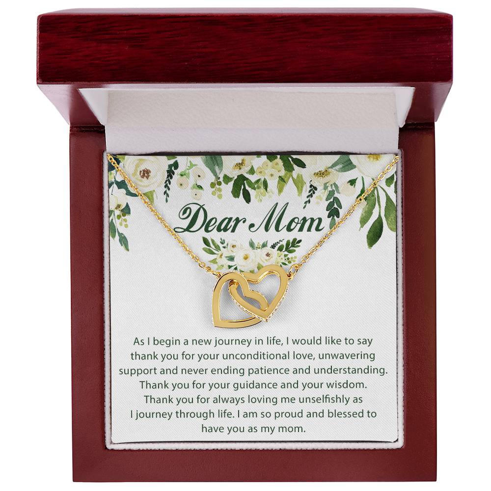Dear Mom Interlocking Hearts Necklace Message Card