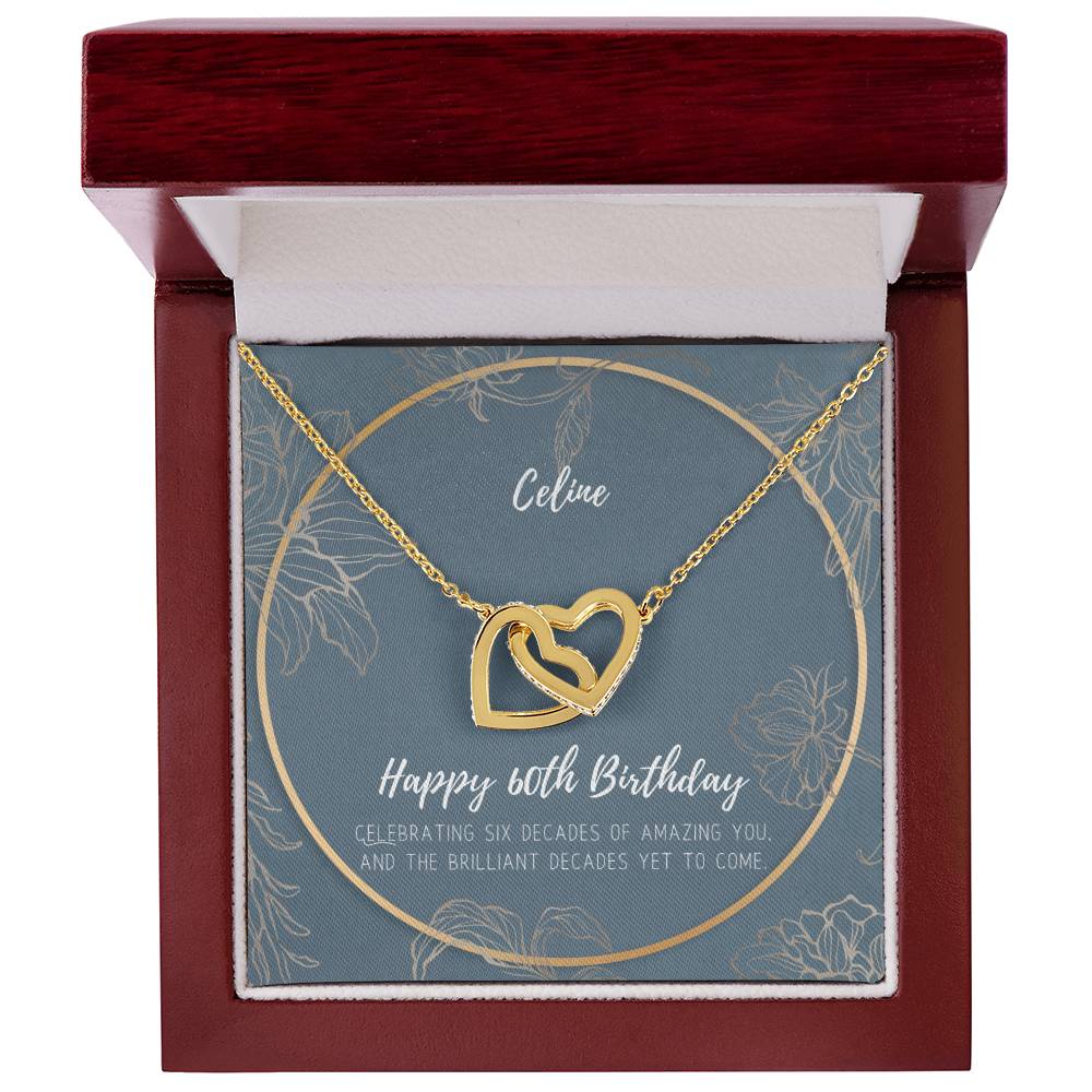 60Th Birthday Interlocking Hearts Necklace