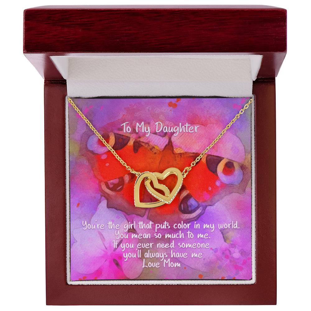 Daughter Color In My World - Hearts Necklace Interlocking Hearts Necklace
