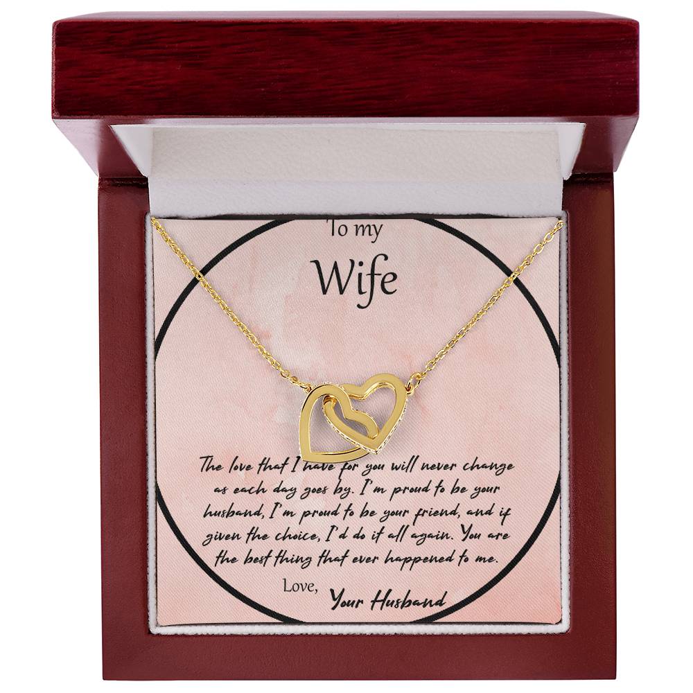 To My Wife The Love That I Have For You - Pink Interlocking Hearts Necklace