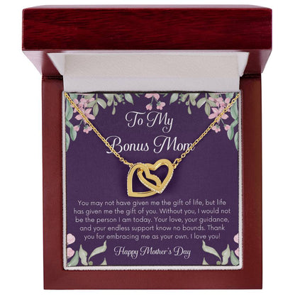 Bonus Mom Necklace Mothers Day Gift Daughterson To Mom Gift Bonus Mom Step Mom Gift Present For Stepmom On Mothers Day Stepped Up Mom Interlocking Hearts Necklace