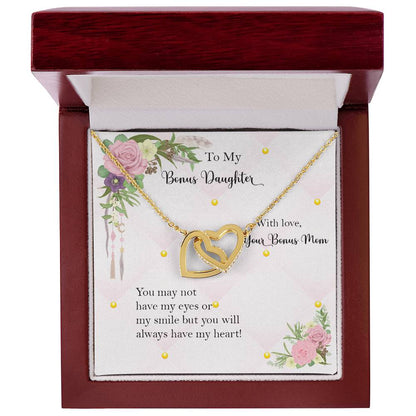 Bonus Daughter From Bonus Mom No Dna But You Have My Heart Interlocking Hearts Necklace