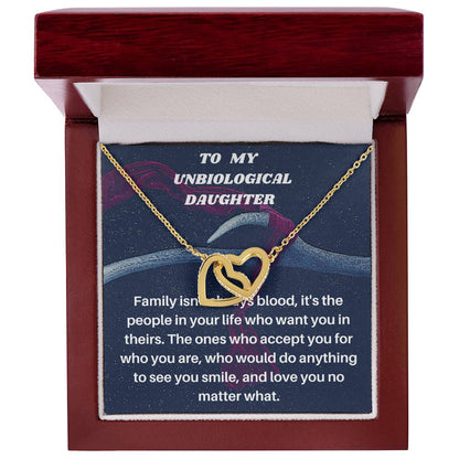 Unbiological Daughter Gift Step Daughter Gift Stepdaughter Necklace Daughter Jewelry Birthday Gift Interlocking Hearts Necklace