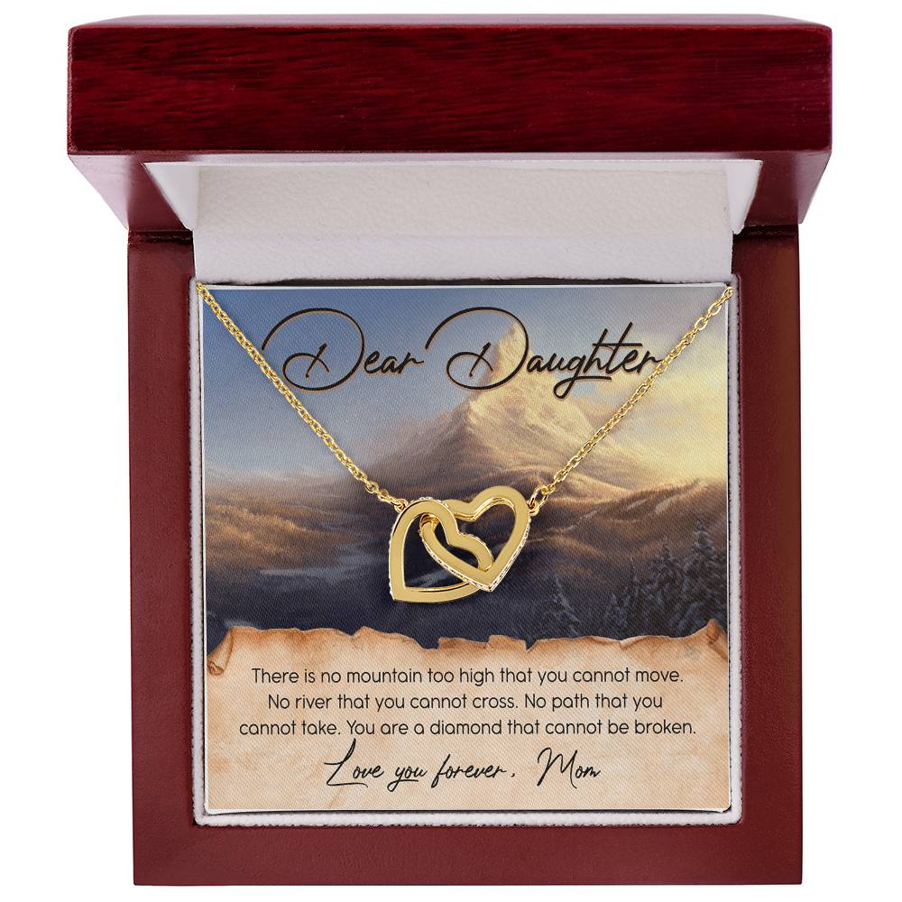 Dear Daughter Love You Forever Interlocking Hearts Necklace Message Card