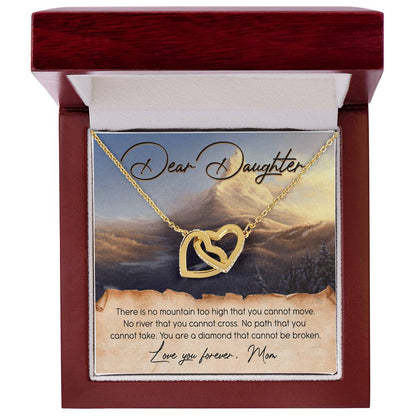Dear Daughter Love You Forever Interlocking Hearts Necklace Message Card