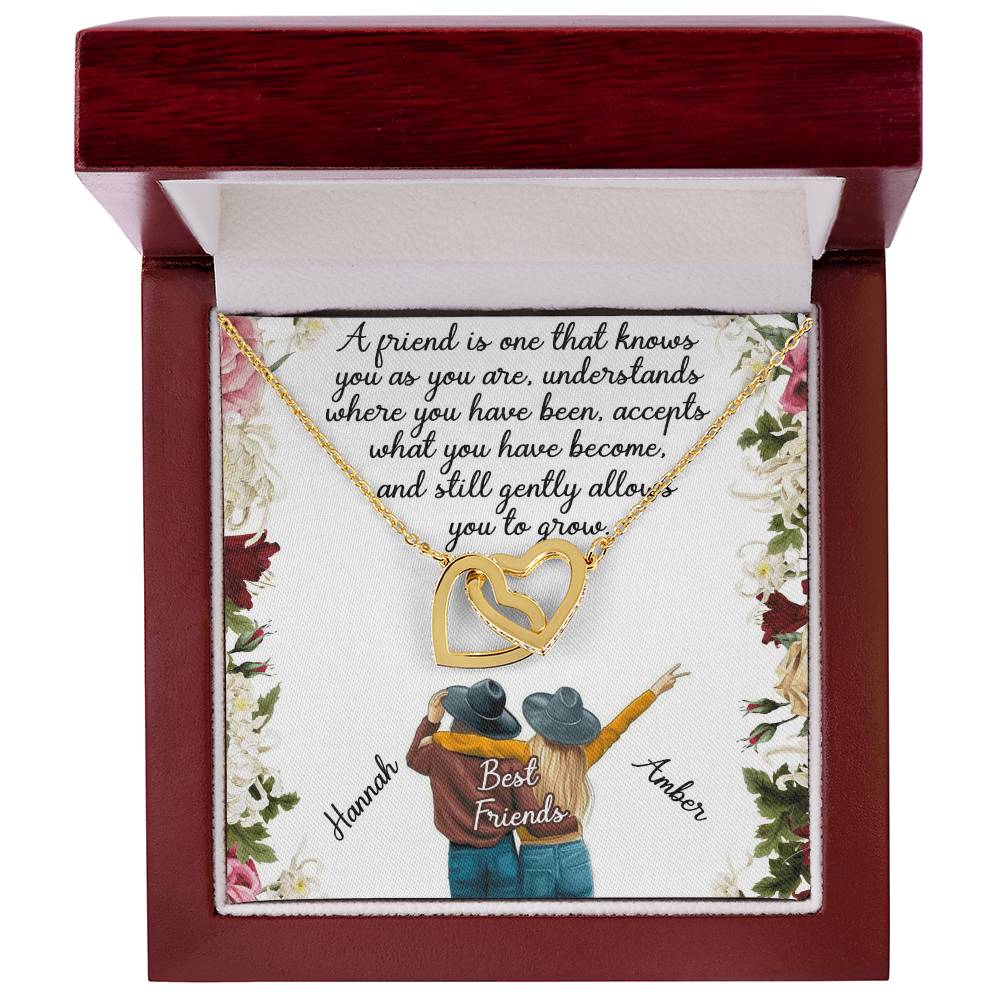 Best Friend Gift Necklace Interlocking Hearts Necklace Gift For Best Friend Birthday Gift For Friend Bff Necklace Gift Custom Name Card