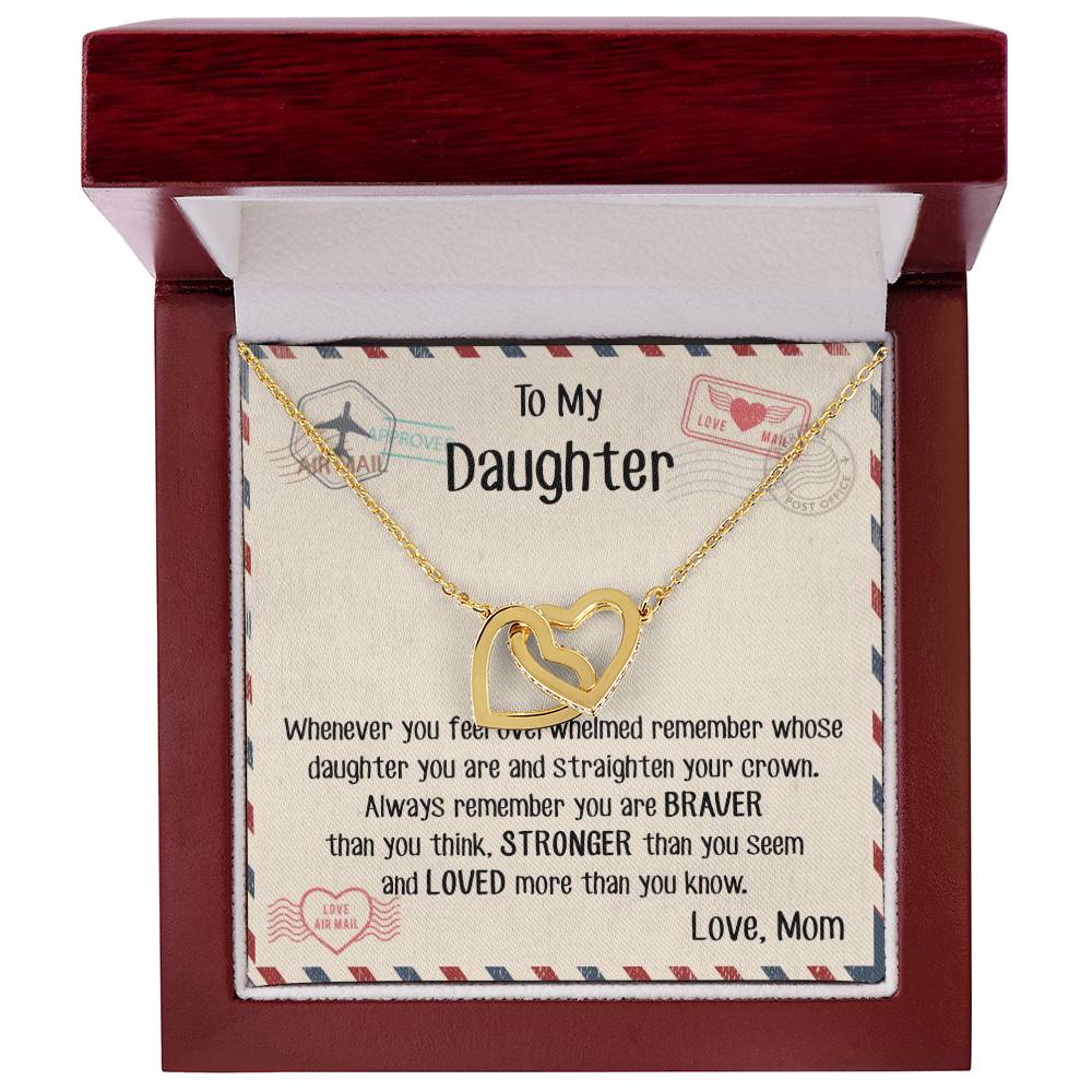 Daughter - Mom Gift Interlocking Hearts Necklace