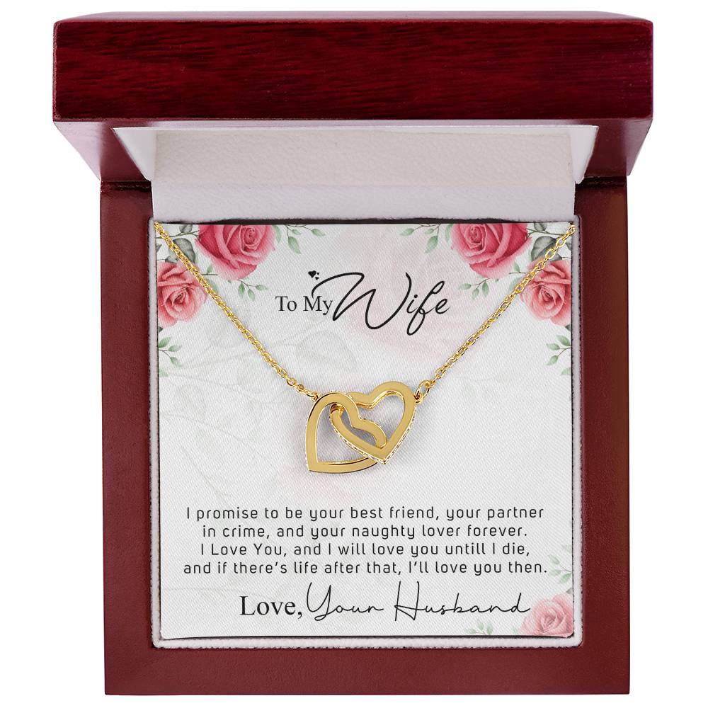 To My Wife - Your Naughty Lover Interlocking Hearts Necklace