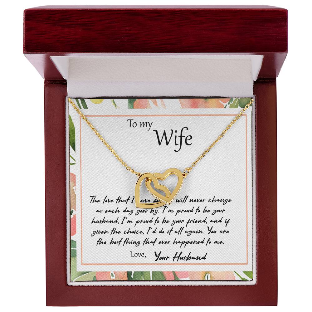 To My Wife The Love That I Have For You - Leaf Interlocking Hearts Necklace